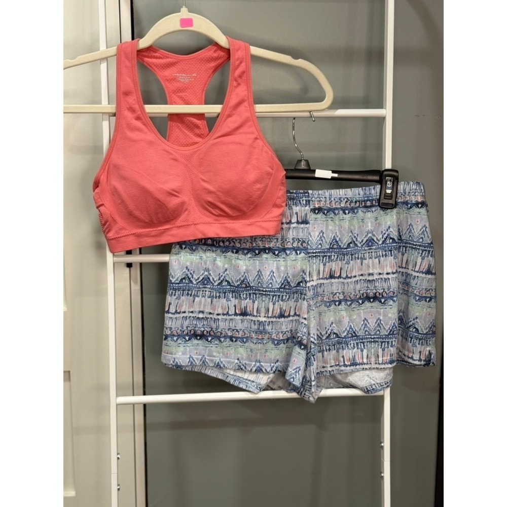 Active8 Coral Sports Bra M & Sonoma Blue Tribal Print Sleep Shorts L Bundle